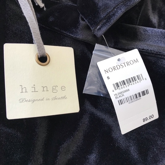 Hinge Black Velvet Drop Waist Shift Dress Small - Picture 7 of 7